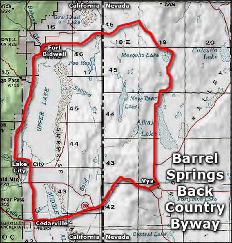 Map of Barrel Spring Byway